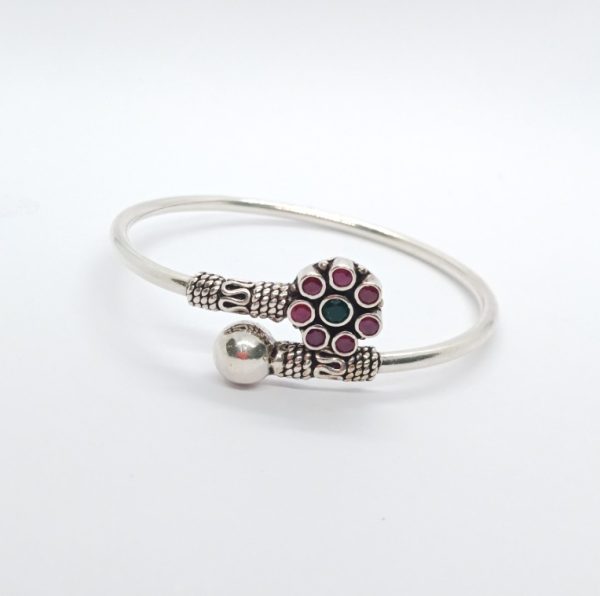 Cut stone silver bangle - Image 2