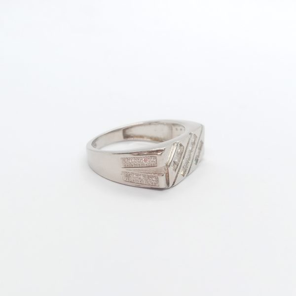 White stone slim silver ring - Image 5