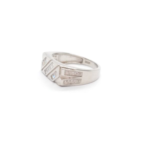 White stone slim silver ring - Image 4