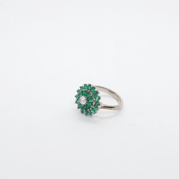 Green SP round flower ring - Image 4