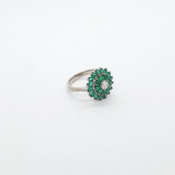 Green SP round flower ring - Image 3