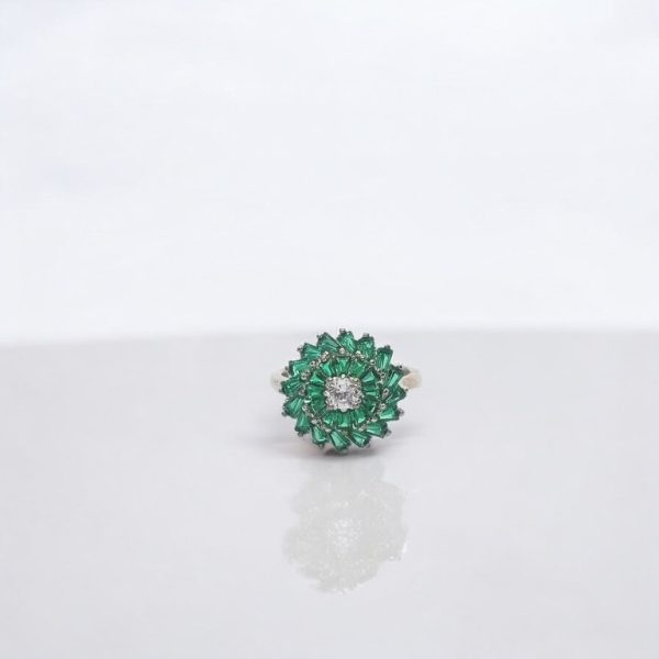 Green SP round flower ring