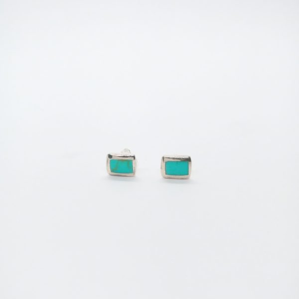 Turquoise inlay stud earrings - Image 3