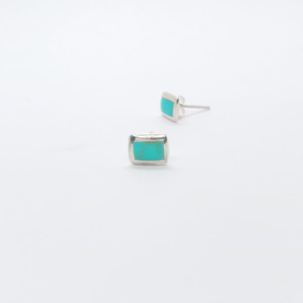 Turquoise inlay stud earrings - Image 2