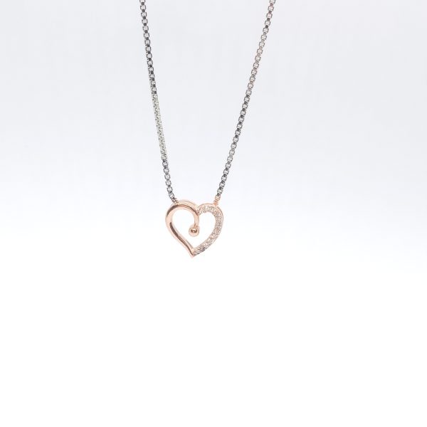 New party wear silver with heart design  pendant set - Image 3