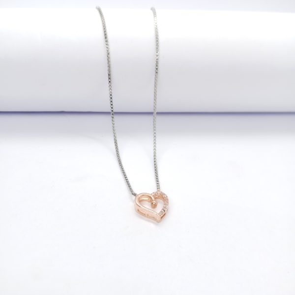 New party wear silver with heart design  pendant set - Image 2