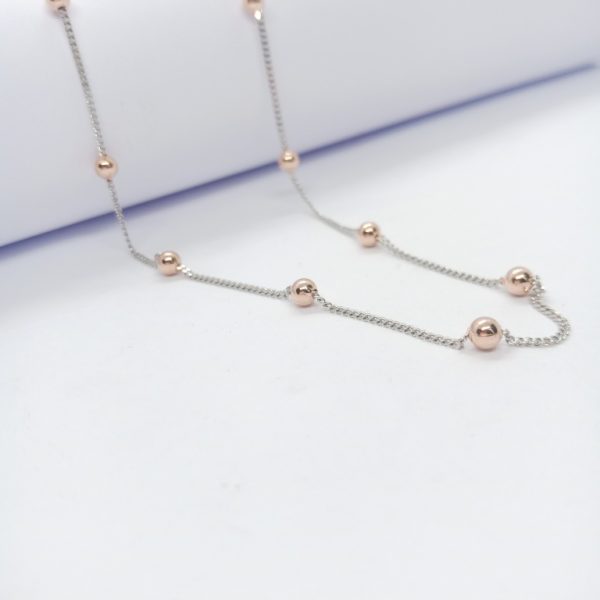 SILVER LADIES CHAIN WITH ROSE GOLD BEETS - Image 3