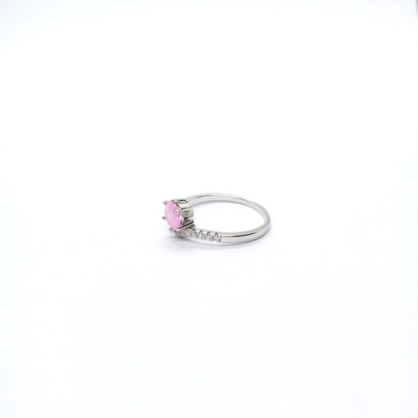 Pink diamond design silver ring - Image 3