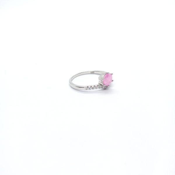 Pink diamond design silver ring - Image 4