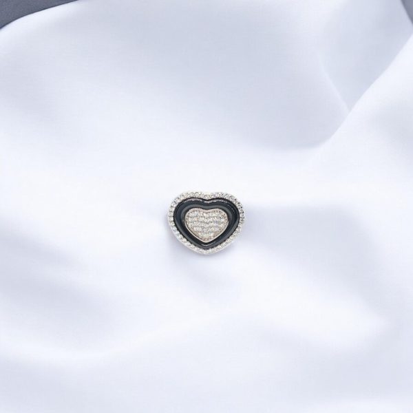 Heart design silver ring