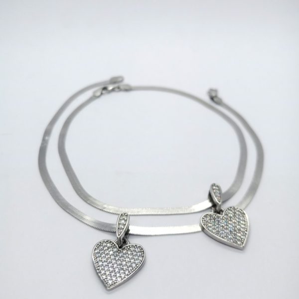 Fancy heart silver- anklet