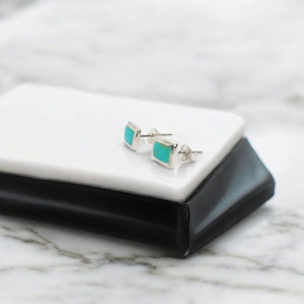 Turquoise inlay stud earrings