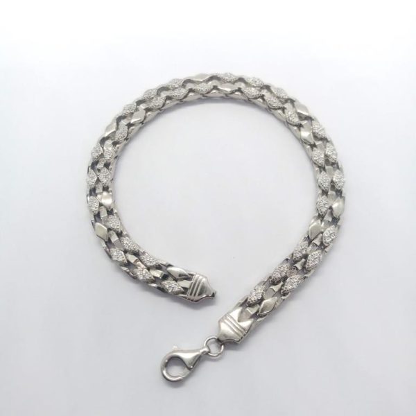 Gents Traditional Multilink Silver bracelet With Micro Stone - Image 4