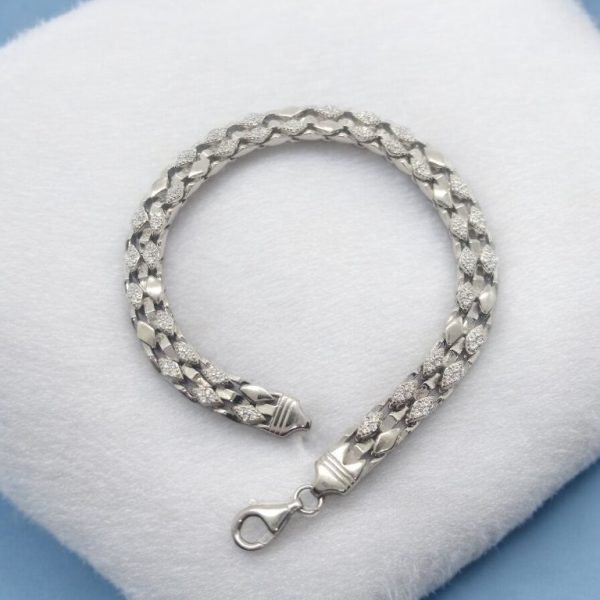 Gents Traditional Multilink Silver bracelet With Micro Stone