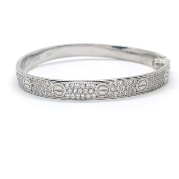 Greek Key silver Bangle - Image 3