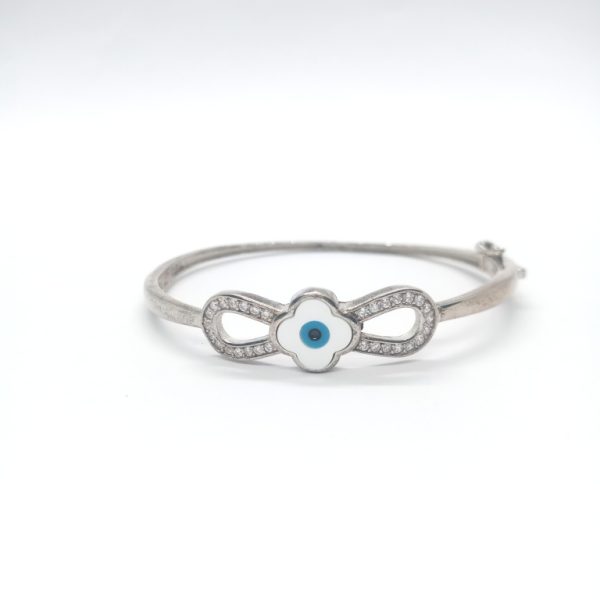 Silver evil eye bangle - Image 2