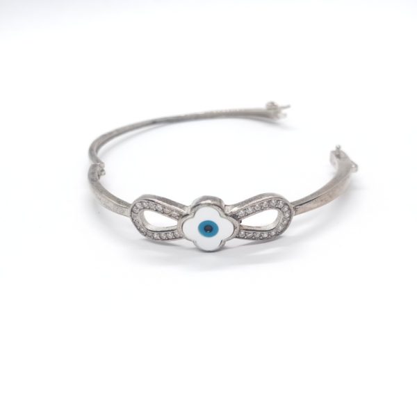 Silver evil eye bangle - Image 3