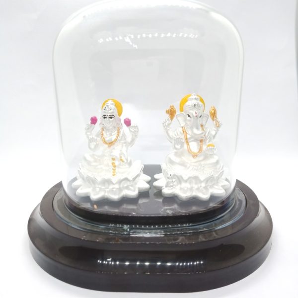 Laxmi Ganesh Idol Pair 99% silver hollow