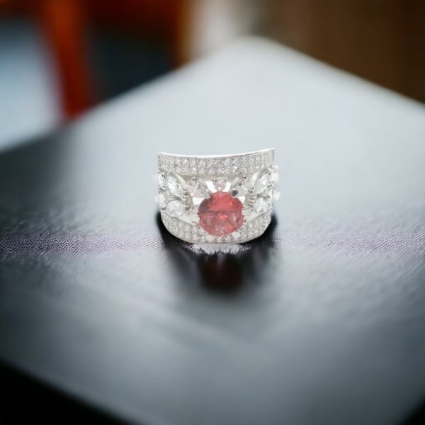 Charming Pink Diamond  silver ring 