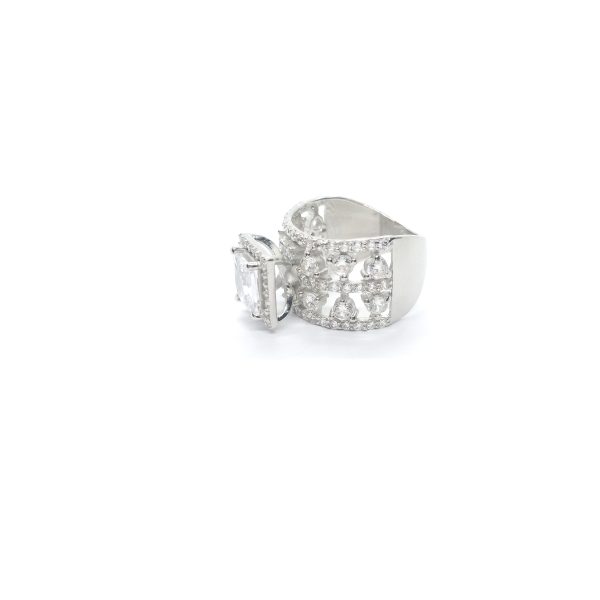 Stylish Soltaire   Diamond Silver Ring  - Image 6