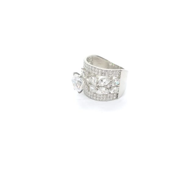 Stylish Soltaire   Diamond Silver Ring  - Image 4