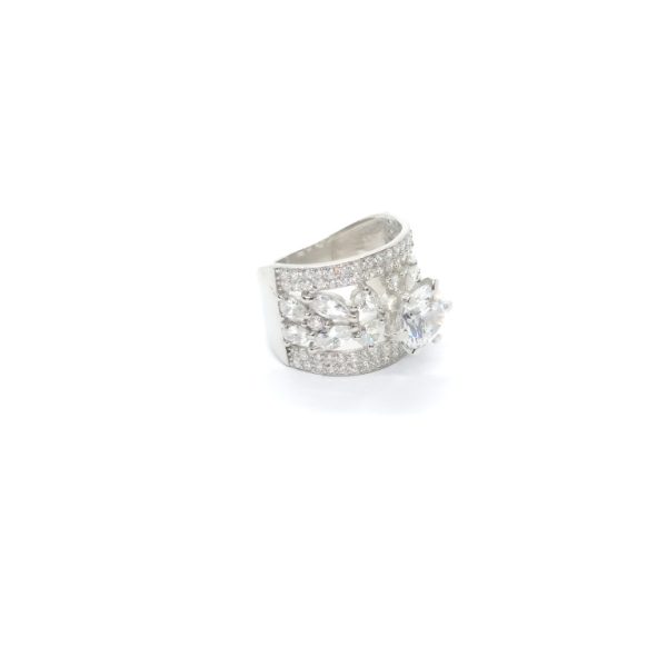 Stylish Soltaire   Diamond Silver Ring  - Image 5