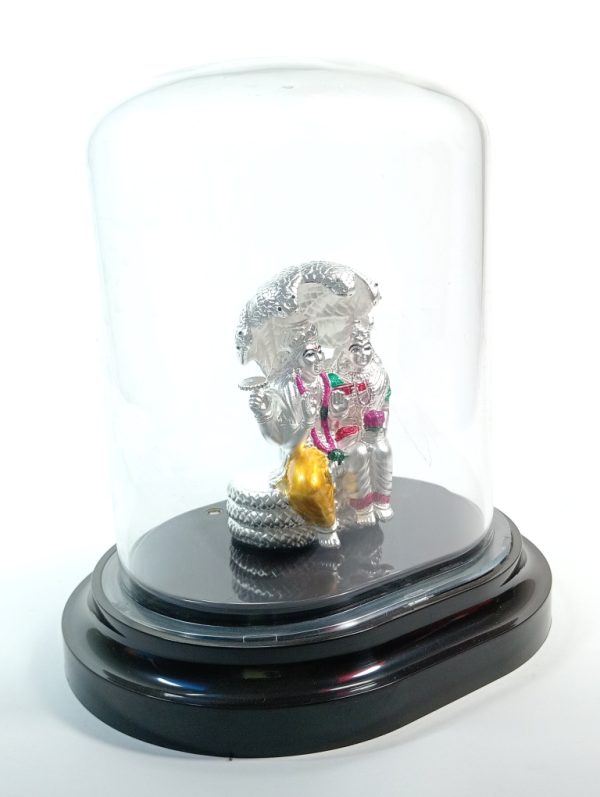 Lord Vishnu Lakshmi 99.9% pure silver hollow murti - Image 2