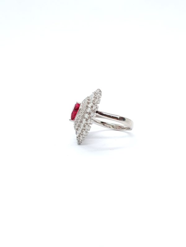 Classic pink stone silver ring  - Image 3