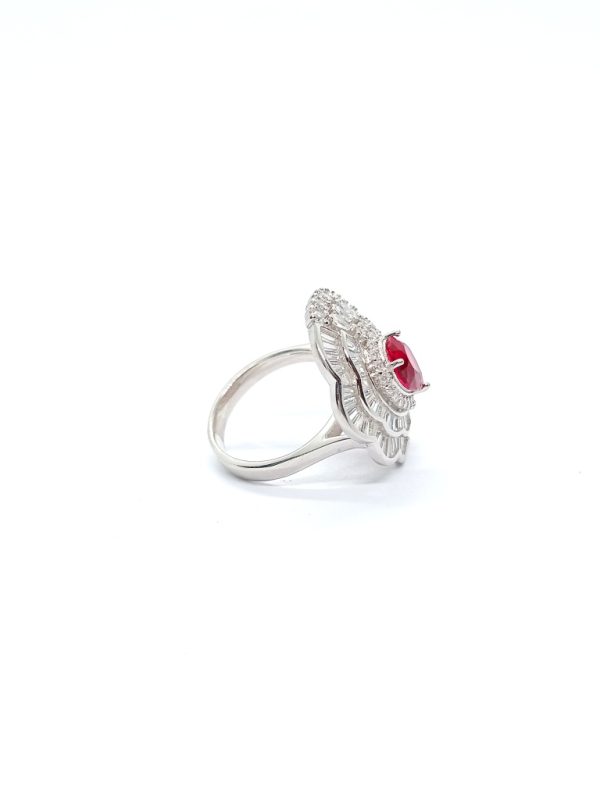 Classic pink stone silver ring  - Image 4