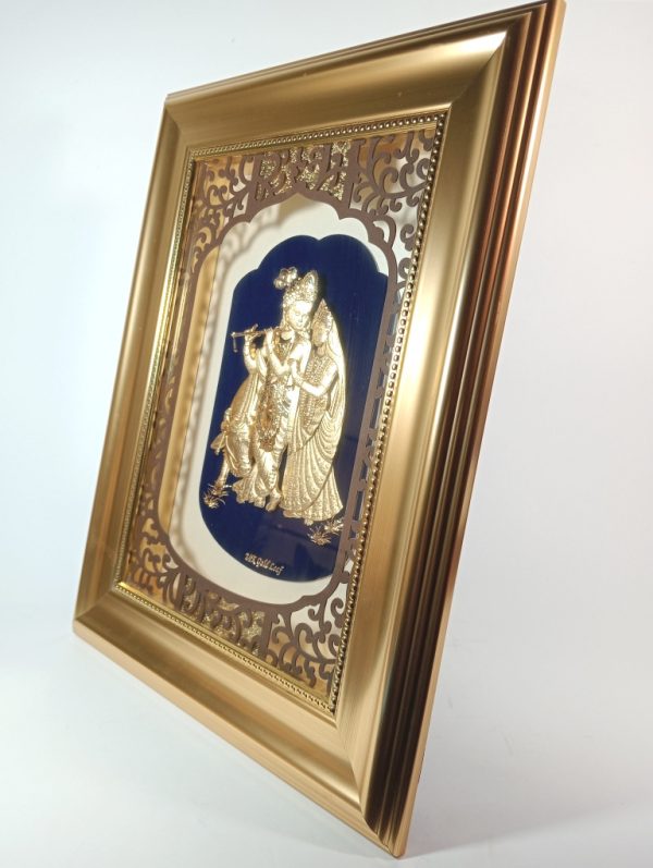 Lord Radha Krishna Gold 24kt Foil Frame - Image 2