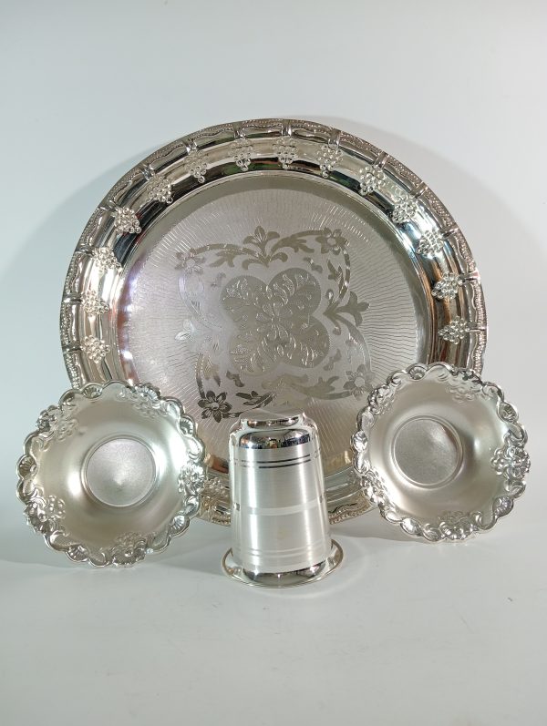 Pure Silver  4 Piece silver Dinner Set Laser for Home