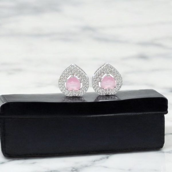 Silver with lite pink stone design  earring