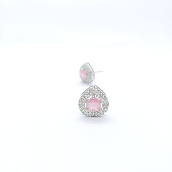 Silver with lite pink stone design  earring - Image 2