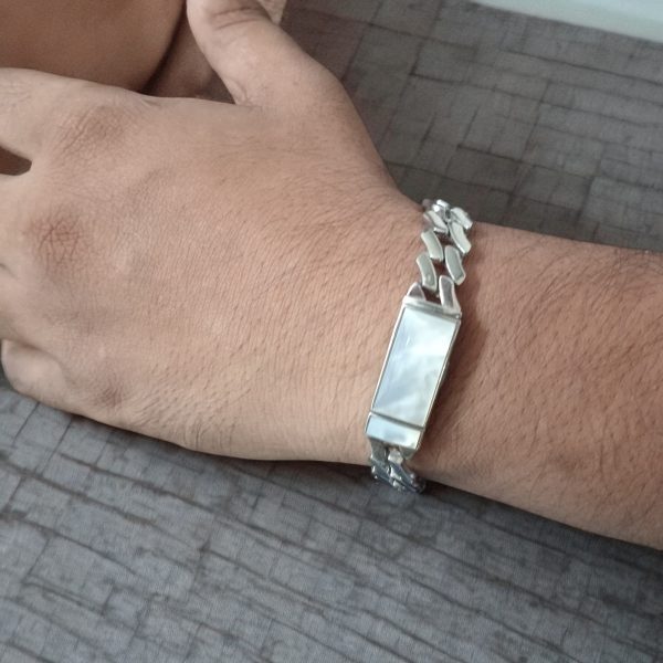 Silver curb men bracelet - Image 2