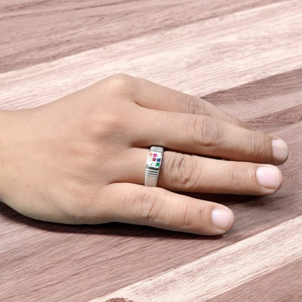 Jaipuri gemstone silver ring - Image 2