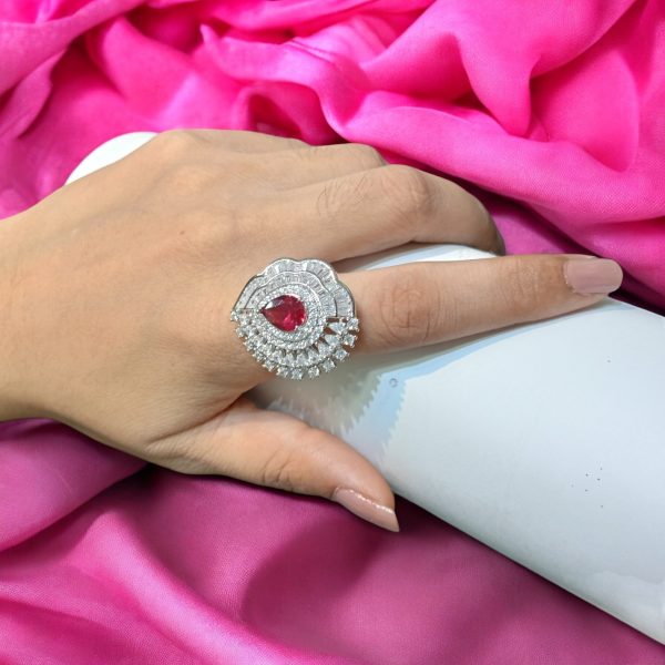 Classic pink stone silver ring  - Image 2