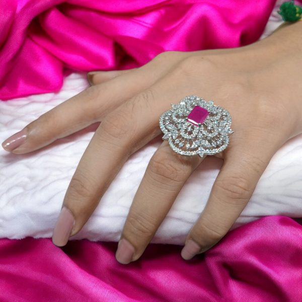 cocktail ring with pink stone - Image 2