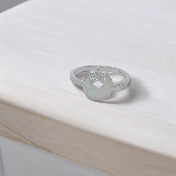 Sterling Silver Celestial Star & Moon Silver Ring