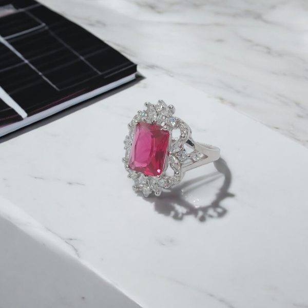 Blaze Bloom Ruby Silver Ring