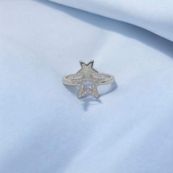 Solitaire Star Silver Ring