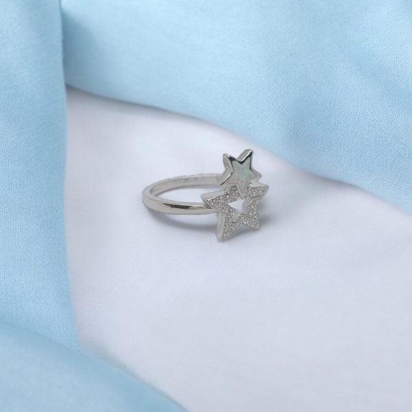 Solitaire Star Silver Ring - Image 3