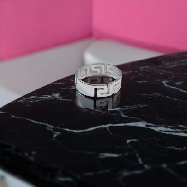 Ancient Greek Key Meander Sterling Silver Ring - Image 2