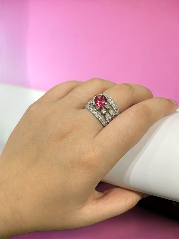 Charming Pink Diamond  silver ring  - Image 2