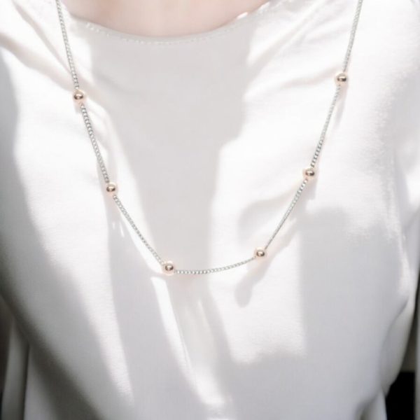 SILVER LADIES CHAIN WITH ROSE GOLD BEETS - Image 2