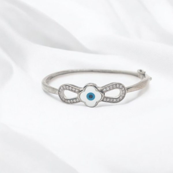 Silver evil eye bangle