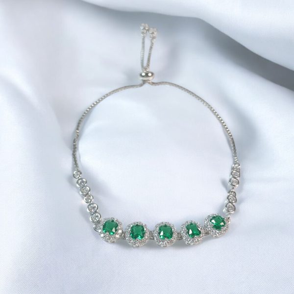  Silver Bracelet with green stone