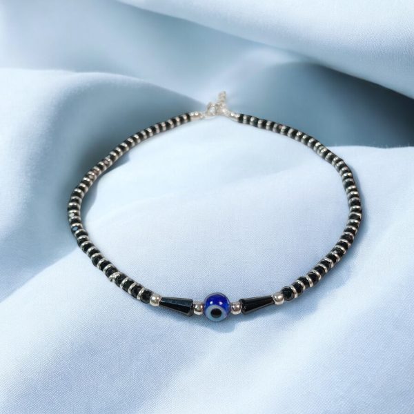 evil eye desgin  silver- anklet