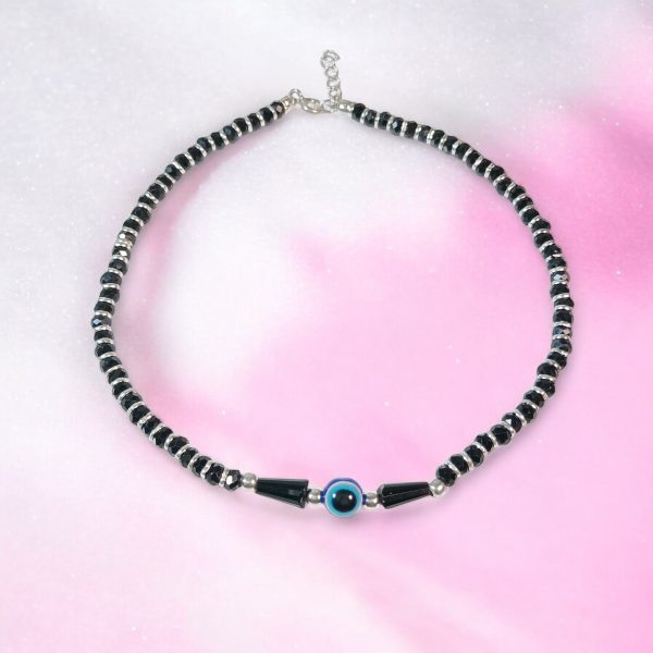 evil eye desgin  silver- anklet