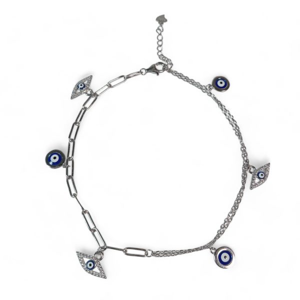 Fancy evil eye silver-anklet - Image 2