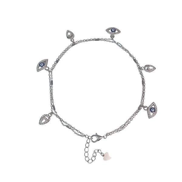 Dainty Evil Eye Silver anklet - Image 2